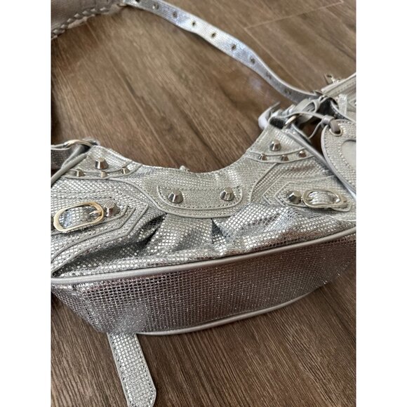 Shiny Y2K Retro Crossbody Bags Set Faux Leather Purse Silver color - Picture 2 of 8